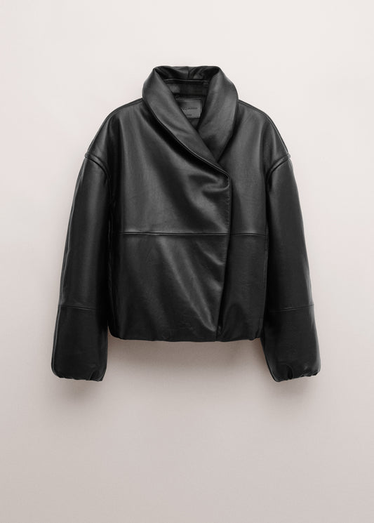 Oversized 100% leather bomber jacket