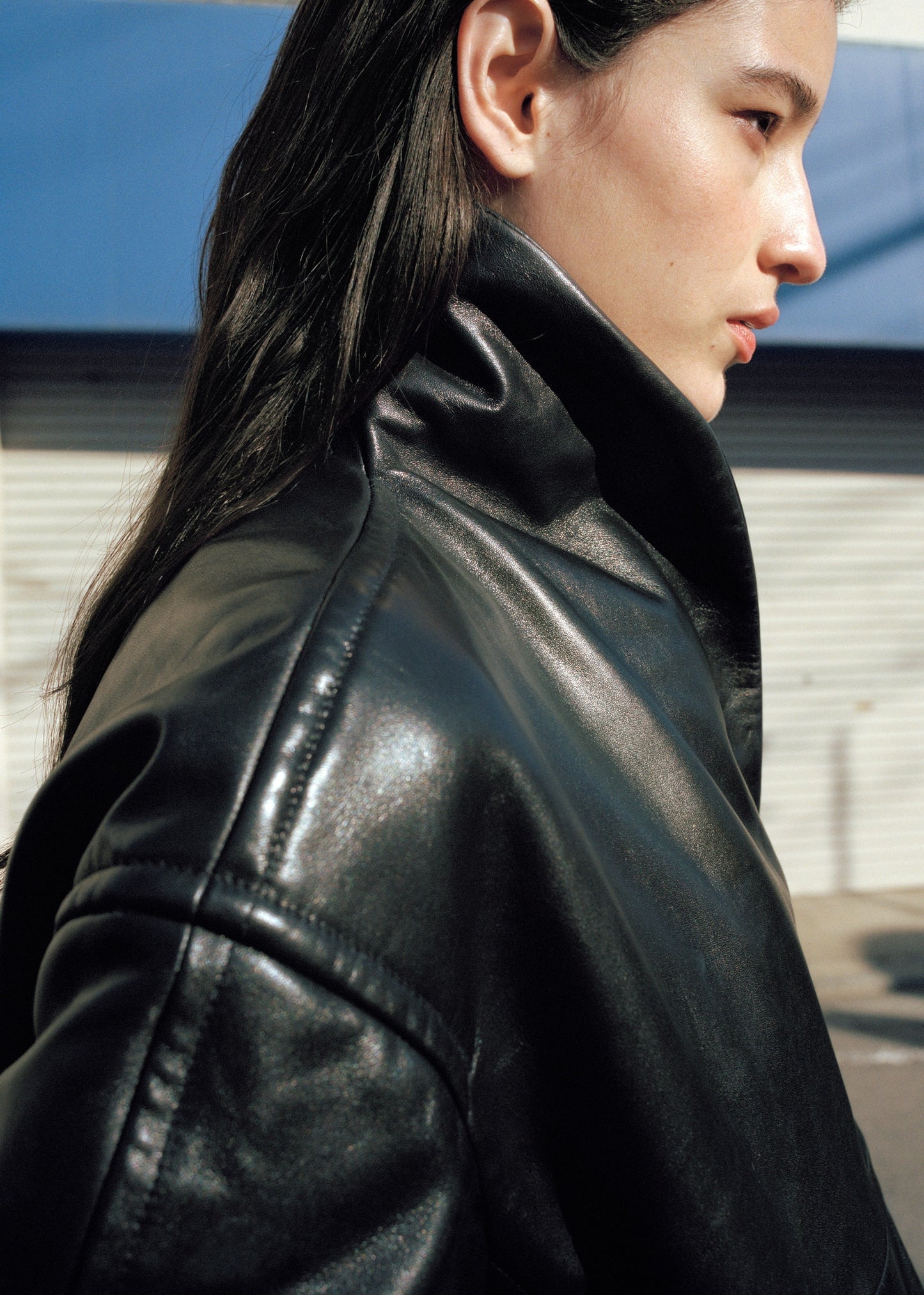 Oversized 100% leather bomber jacket