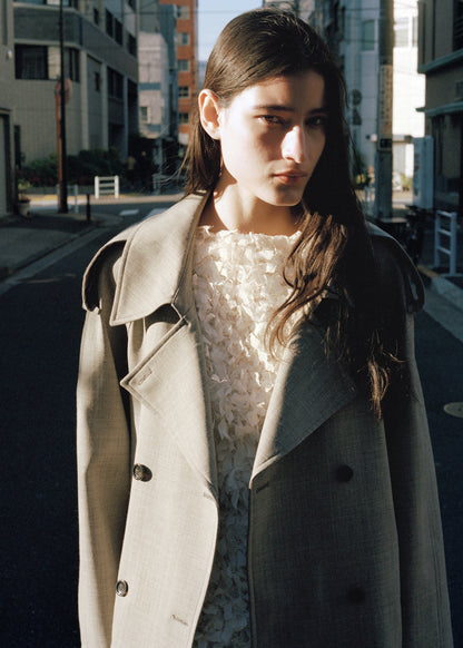 Double-breasted trench 100% wool