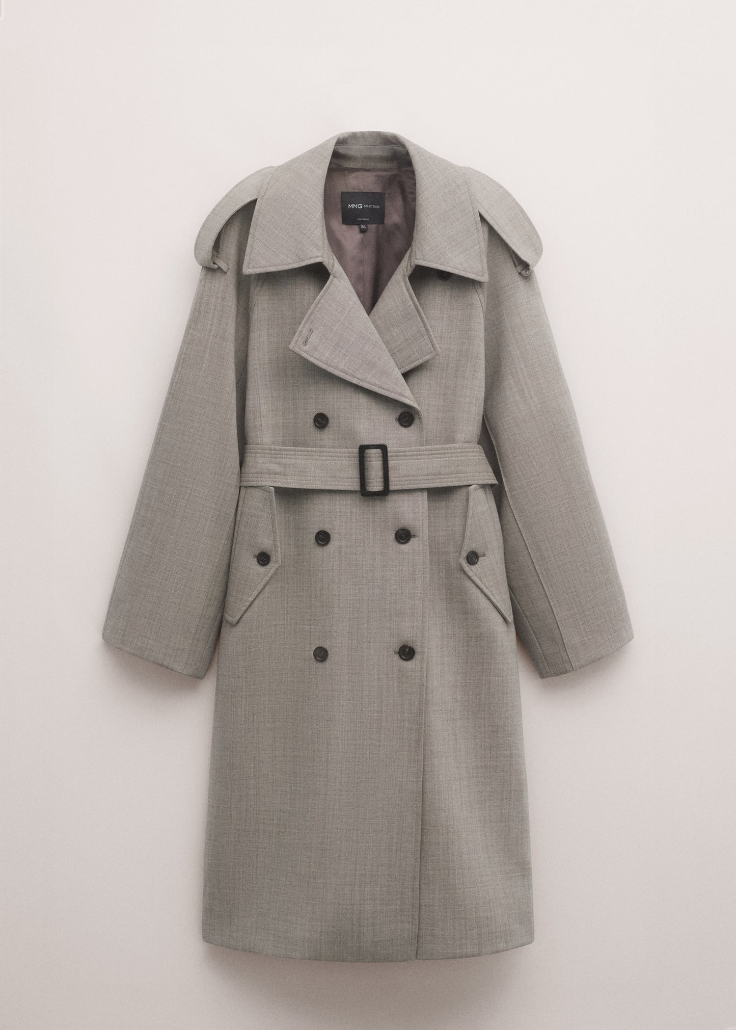 Double-breasted trench 100% wool