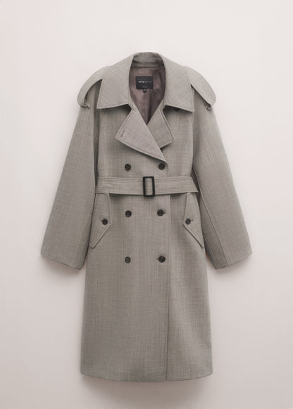 Double-breasted trench 100% wool