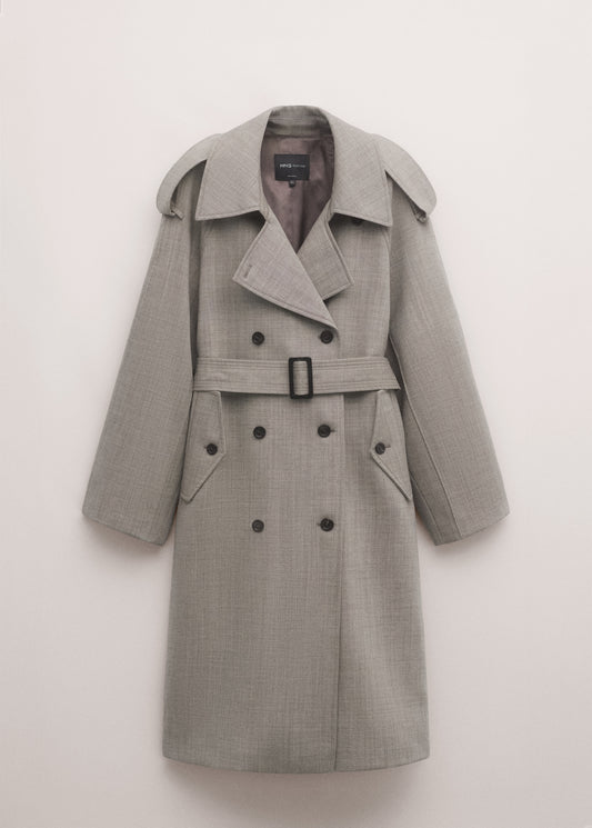 Double-breasted trench 100% wool