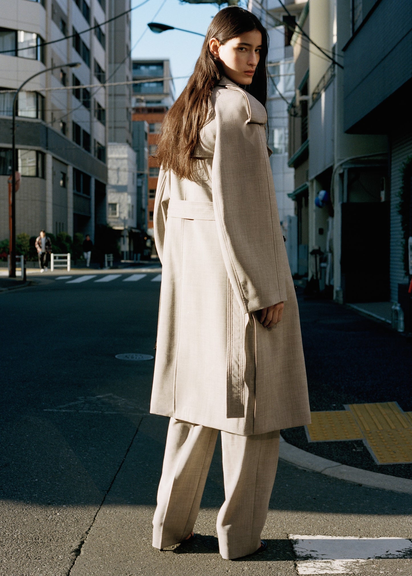 Double-breasted trench 100% wool