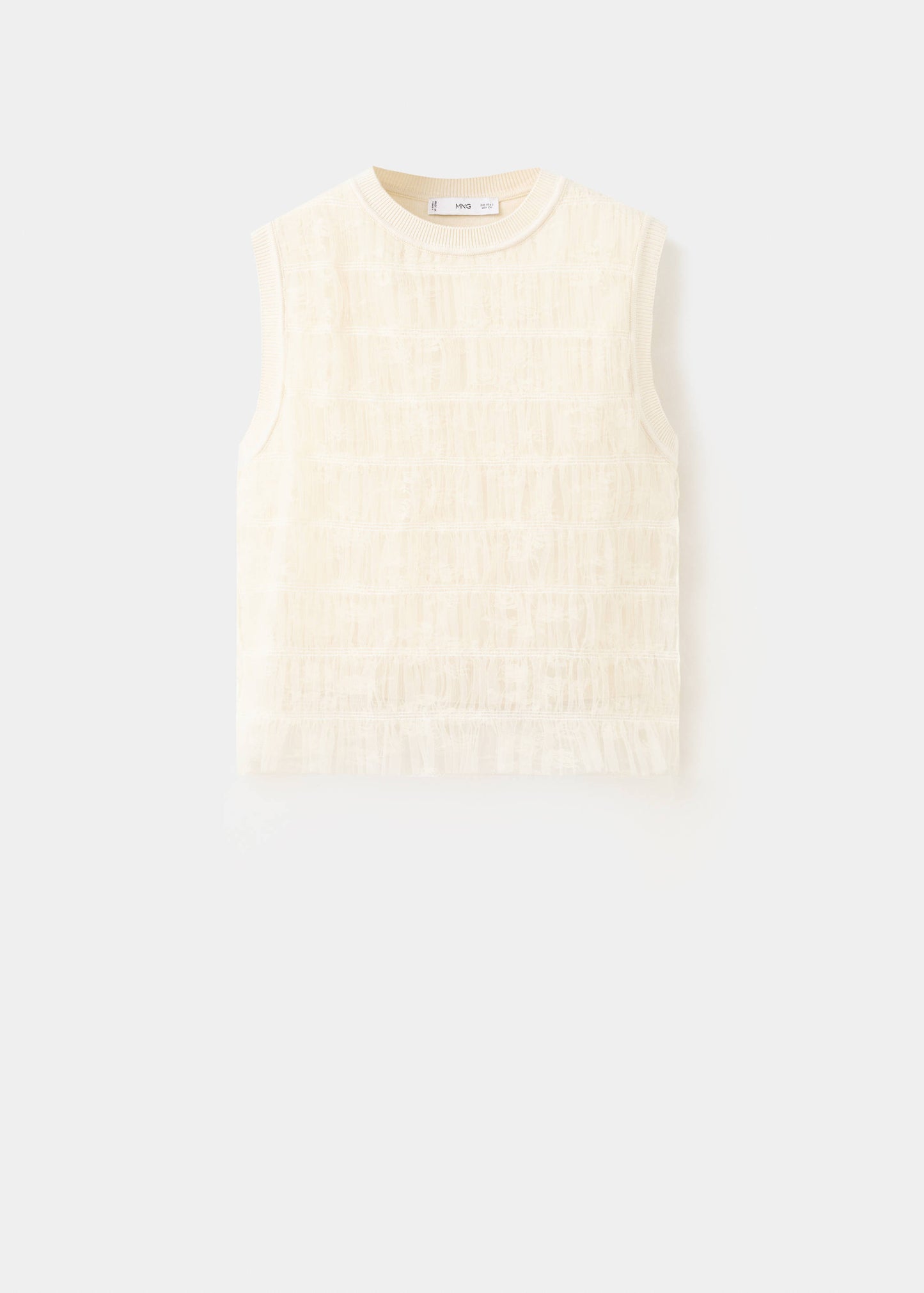 Ruched mixed fabric top