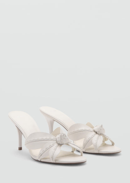 Leather sandals with flower heel