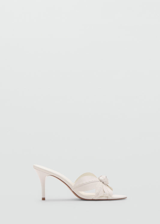 Leather sandals with flower heel