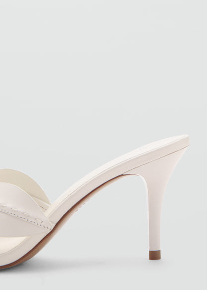 Leather sandals with flower heel