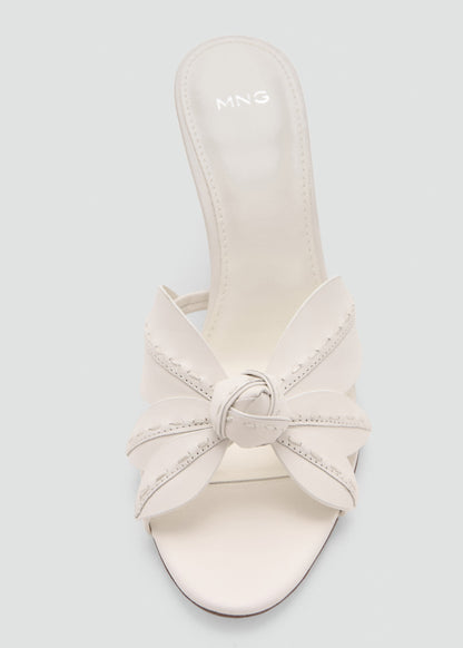 Leather sandals with flower heel