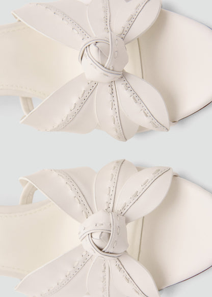 Leather sandals with flower heel