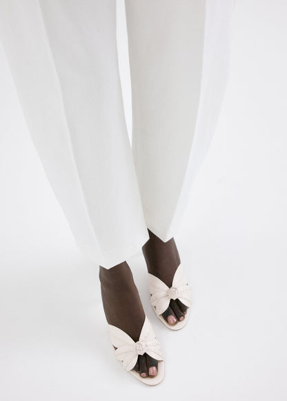 Leather sandals with flower heel