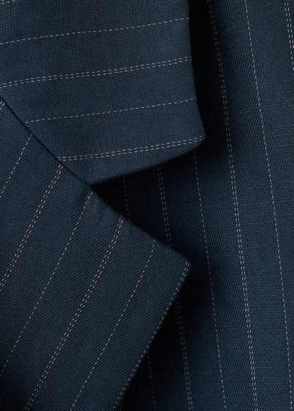 Pinstripe belted blazer