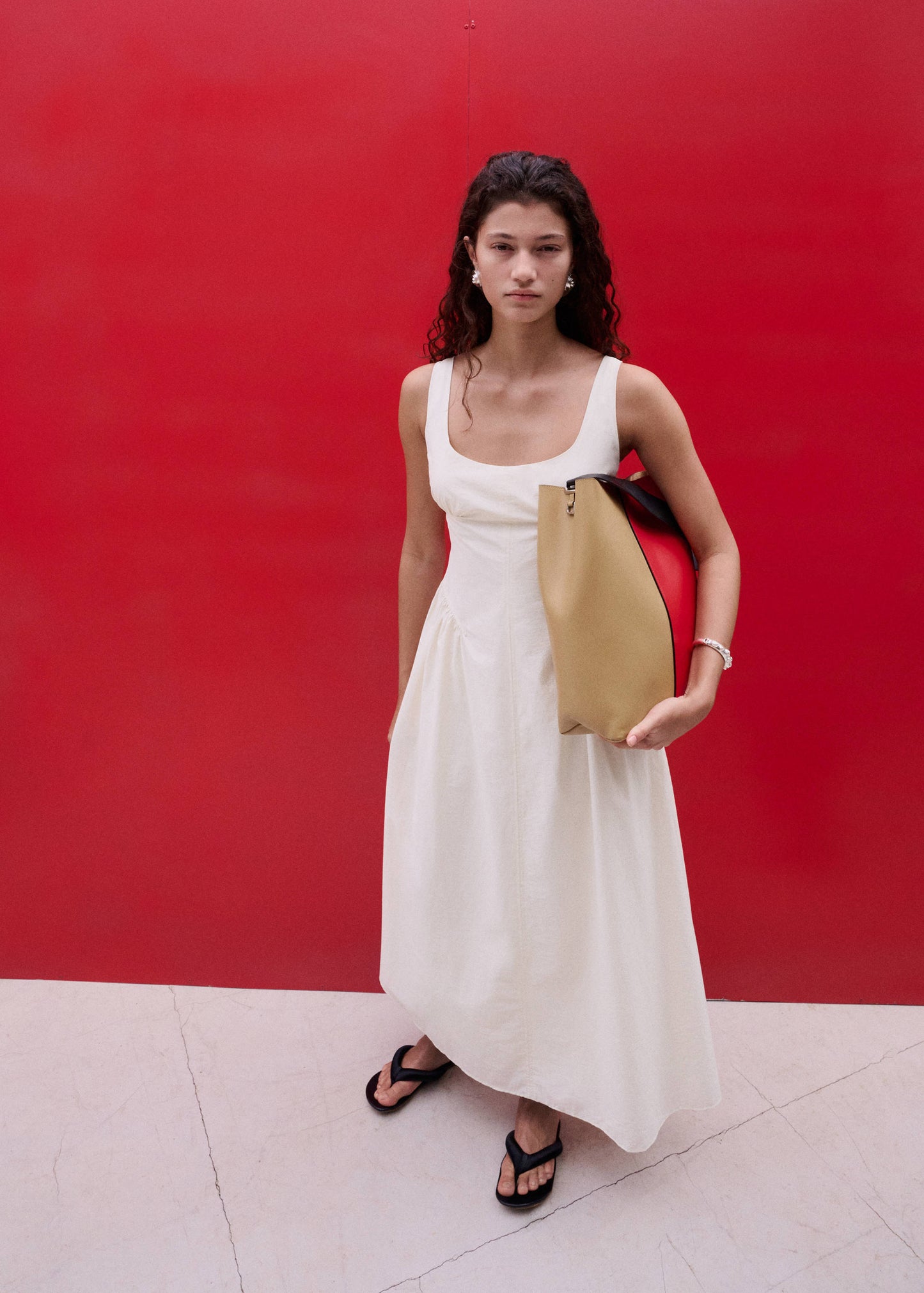 Midi A-line dress with ruching