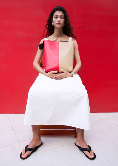 Midi A-line dress with ruching