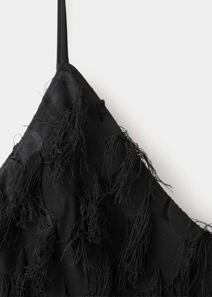 Long dress with frayed finishes