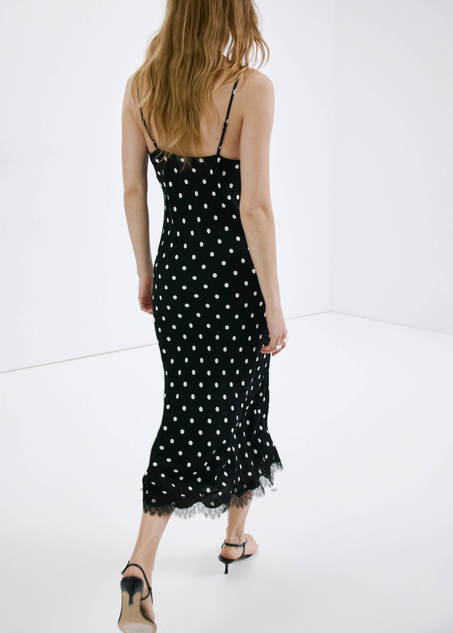Polka dot dress with lace detail