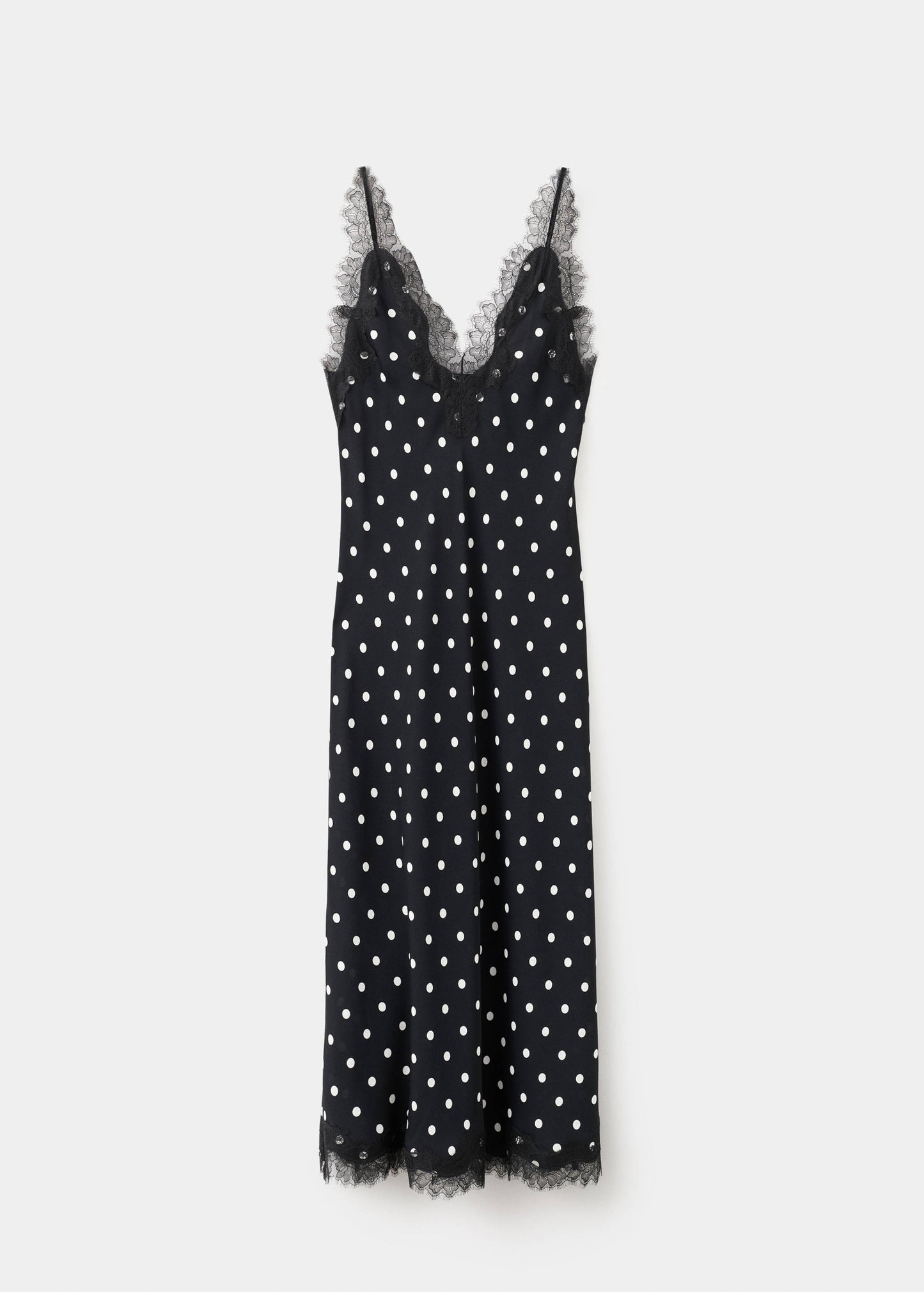 Polka dot dress with lace detail
