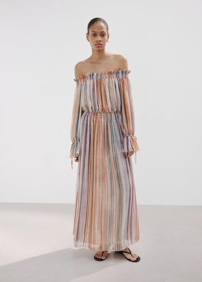 Striped strapless dress