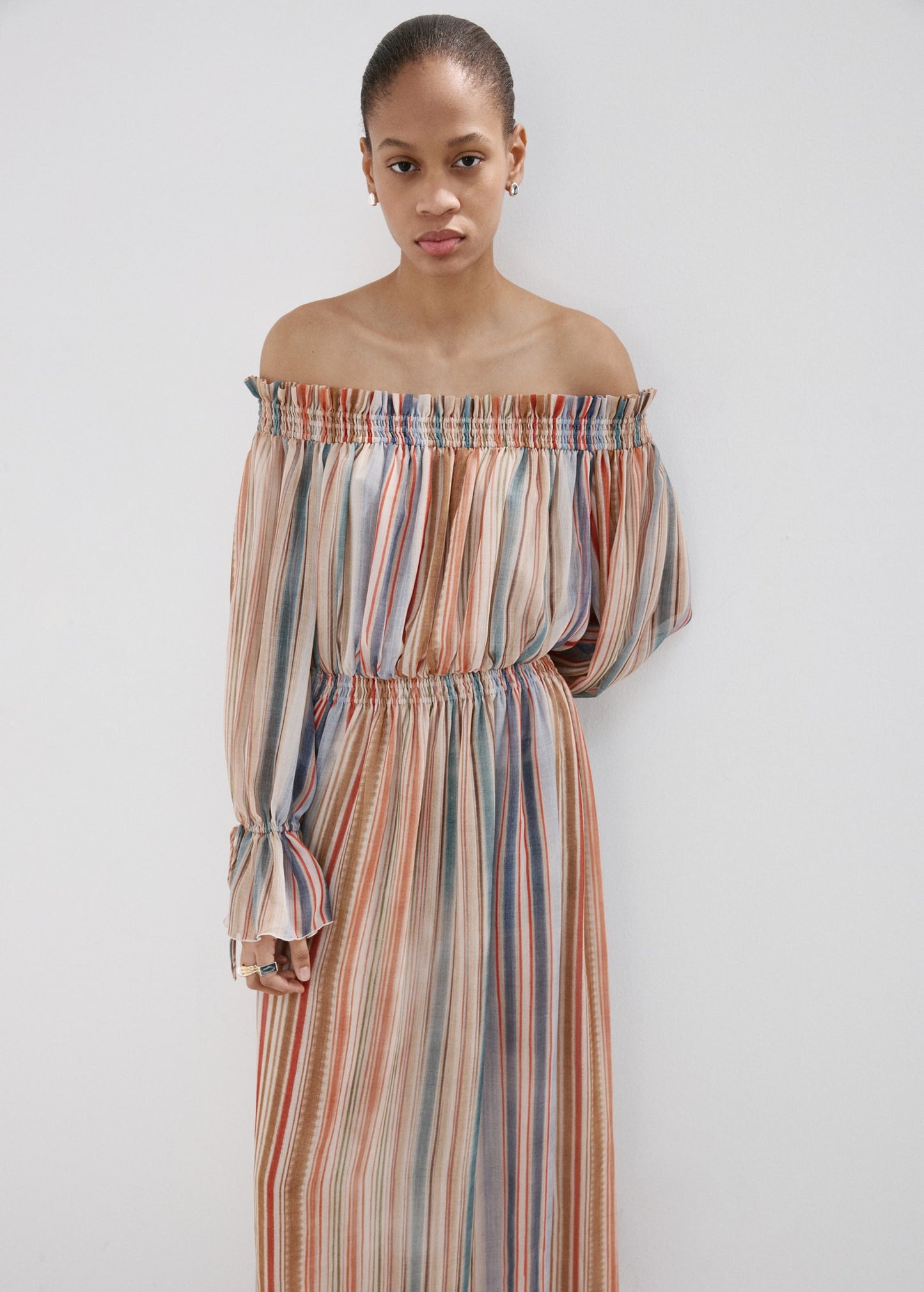 Striped strapless dress