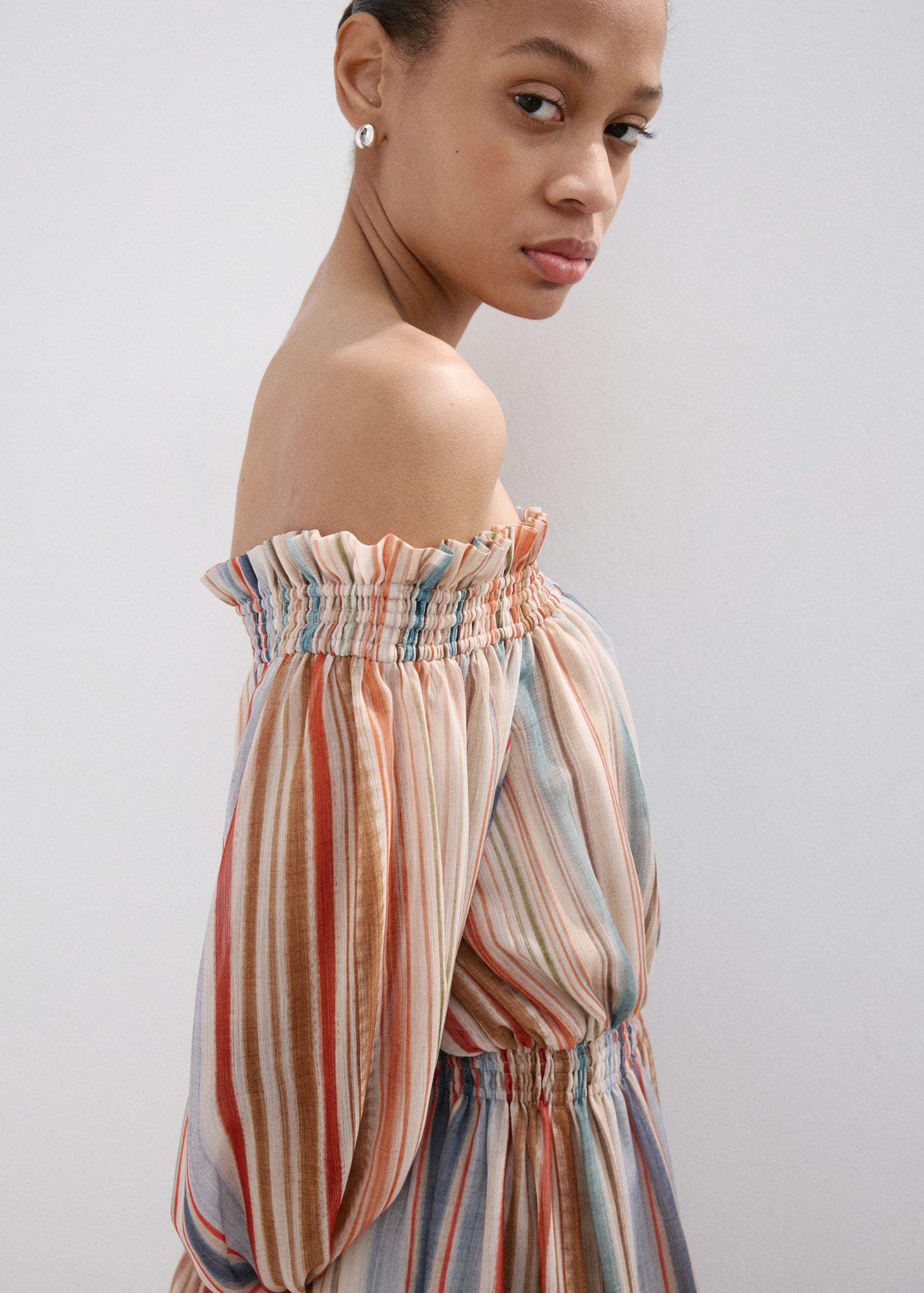 Striped strapless dress
