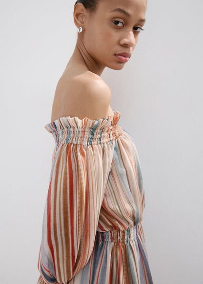 Striped strapless dress