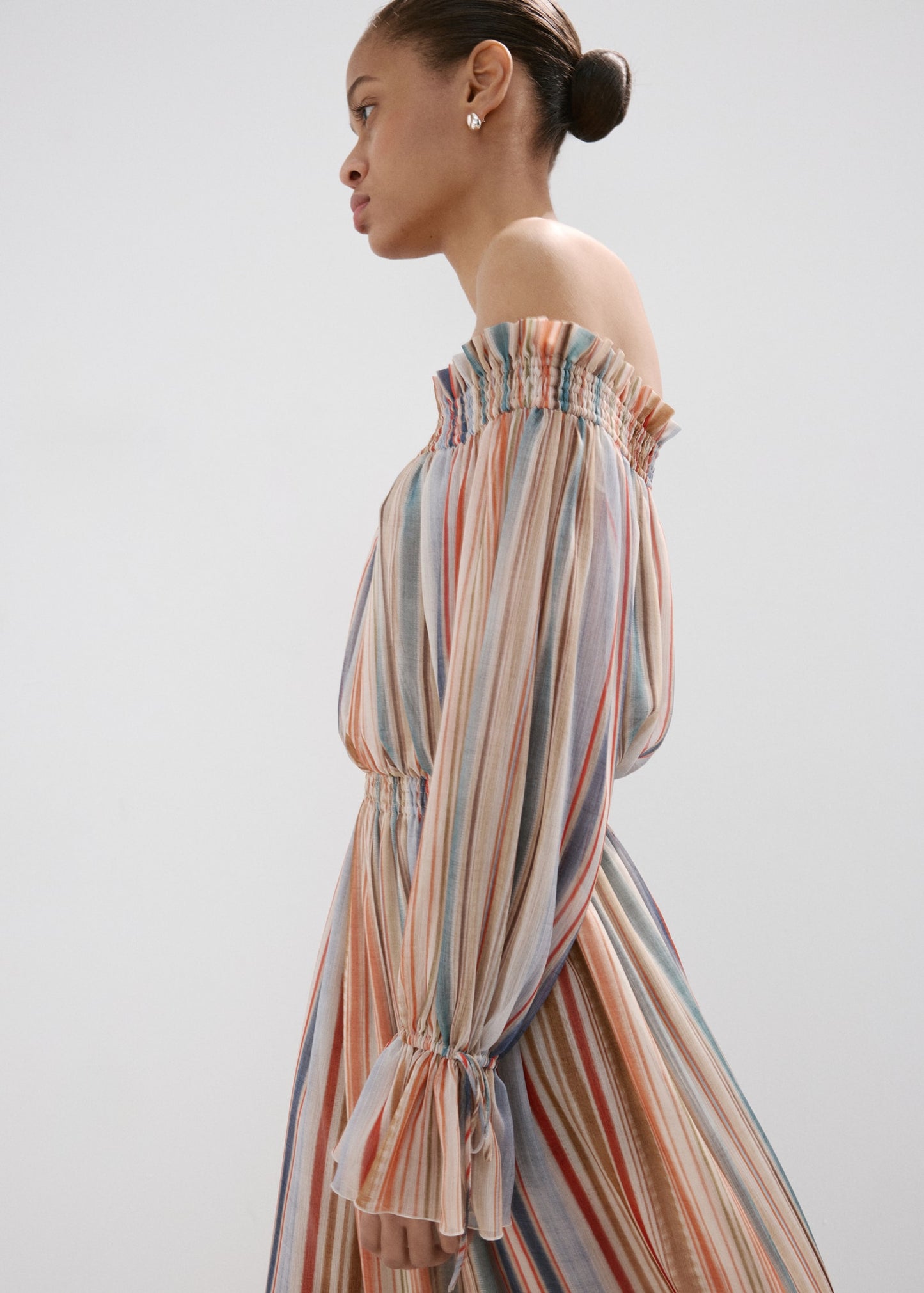 Striped strapless dress