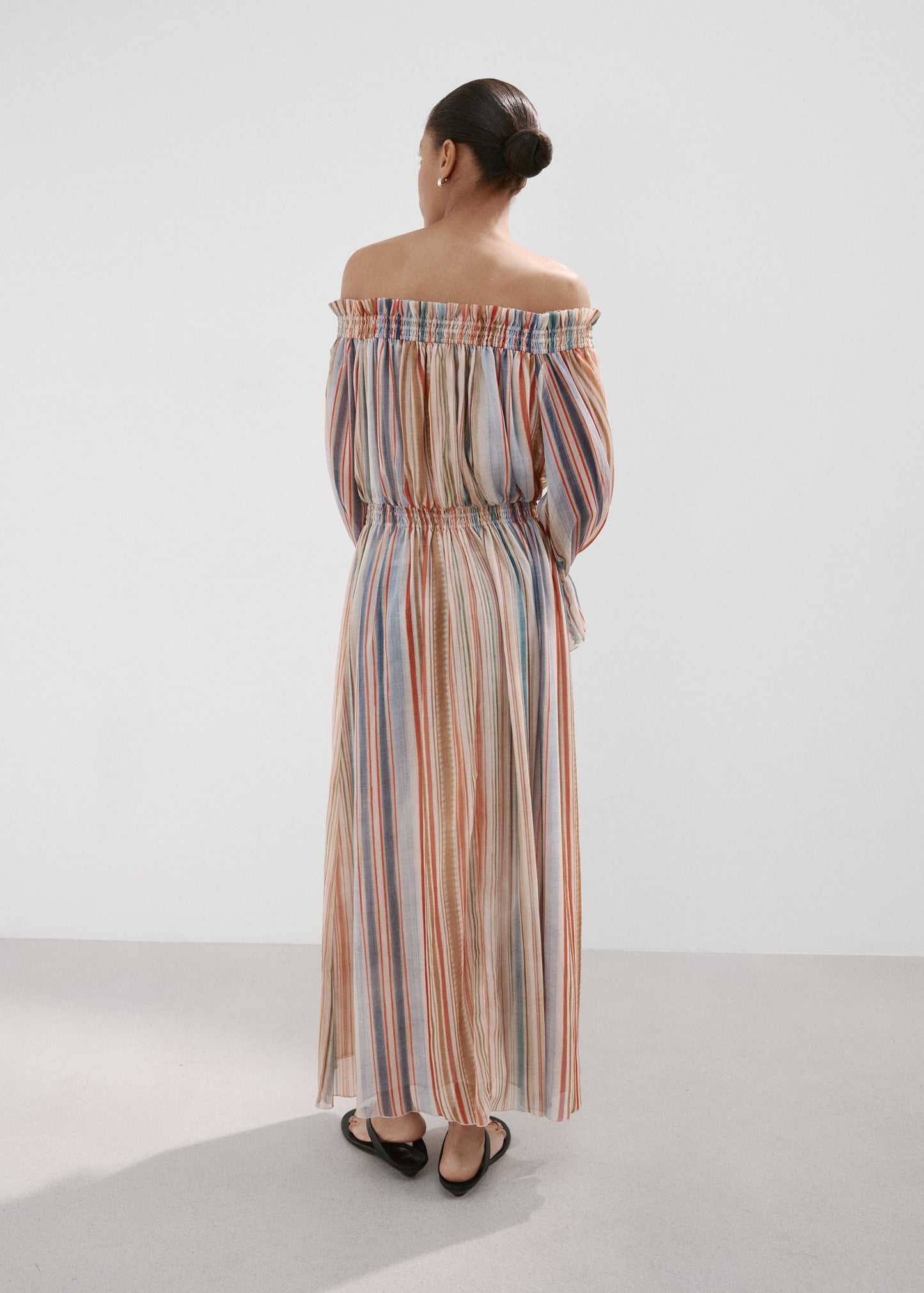 Striped strapless dress