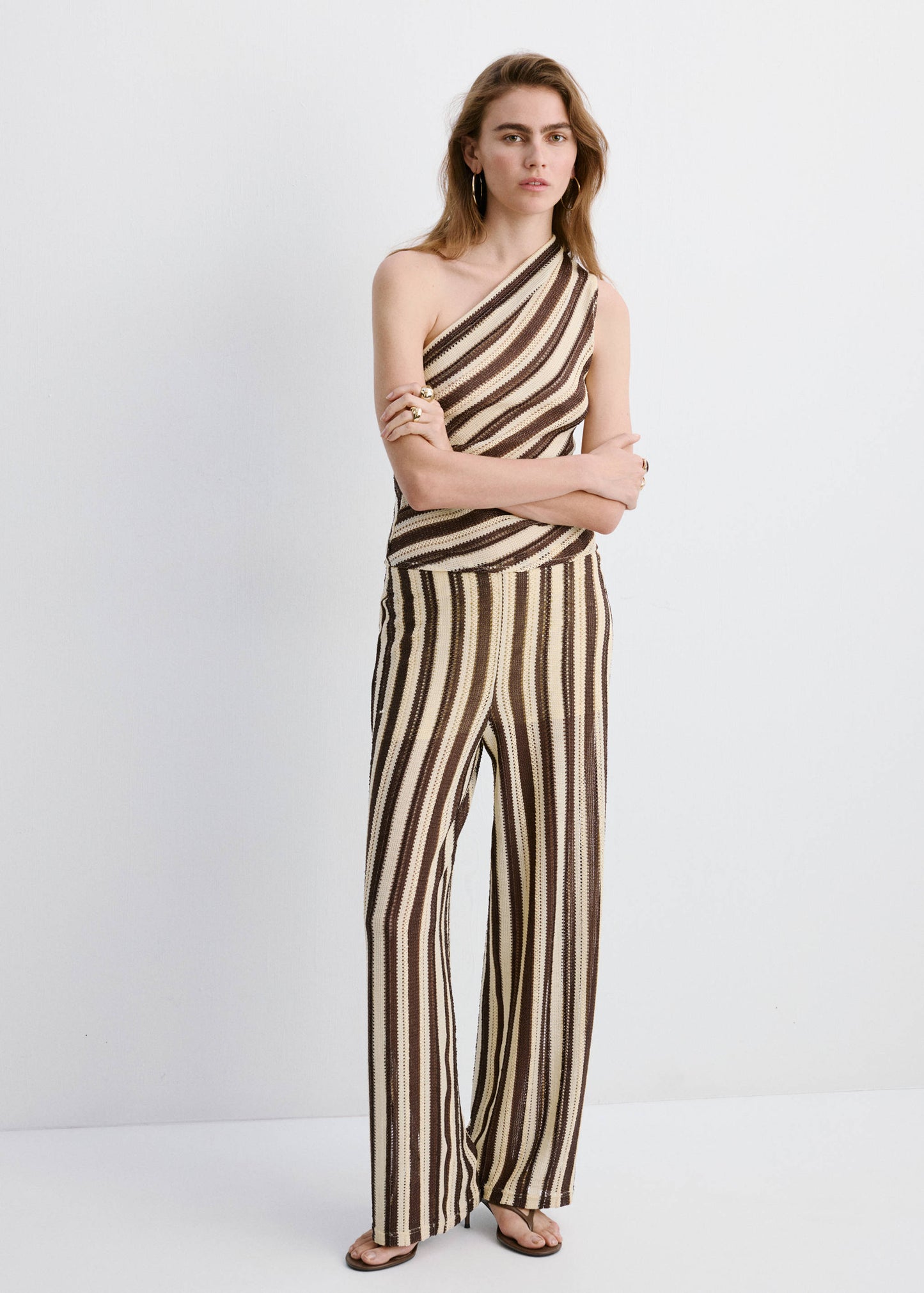 Striped asymmetrical top