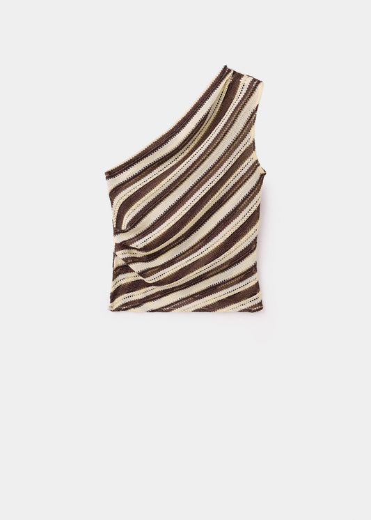 Striped asymmetrical top