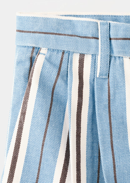 Wide leg striped jeans