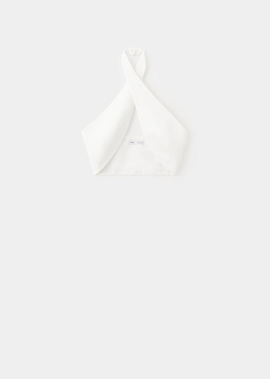 Crossed halter crop top
