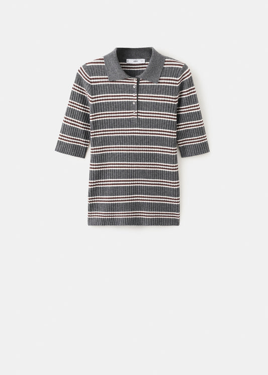 Striped ribbed-knit sweater