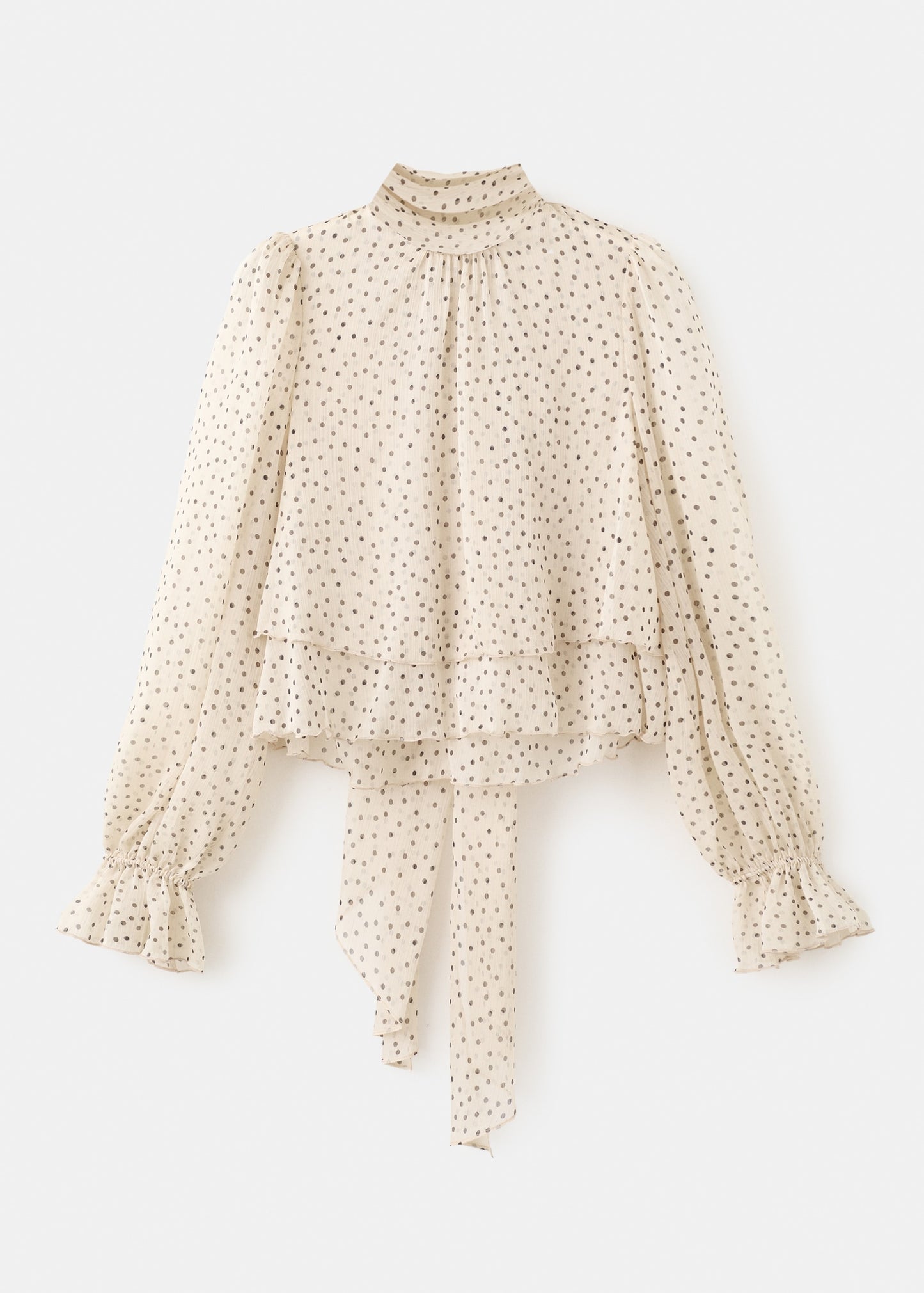 Bow polka-dot blouse