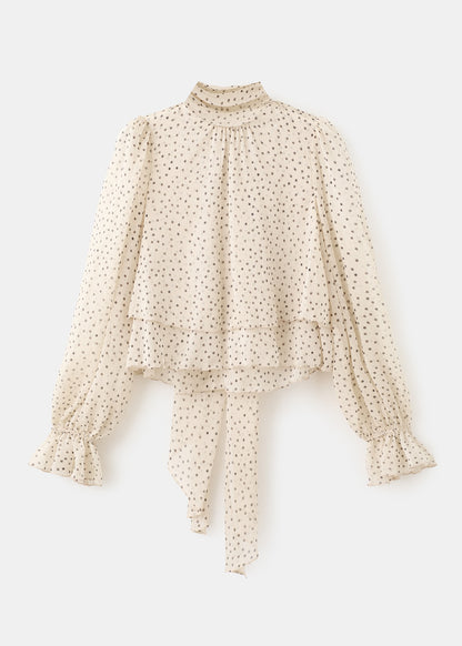 Bow polka-dot blouse