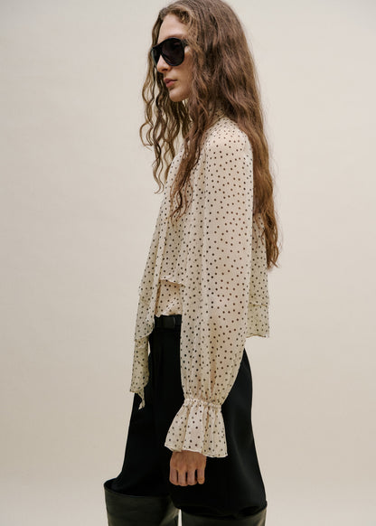 Bow polka-dot blouse