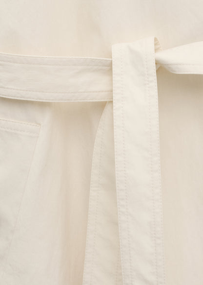 Oversized funnel neck trench coat with belt