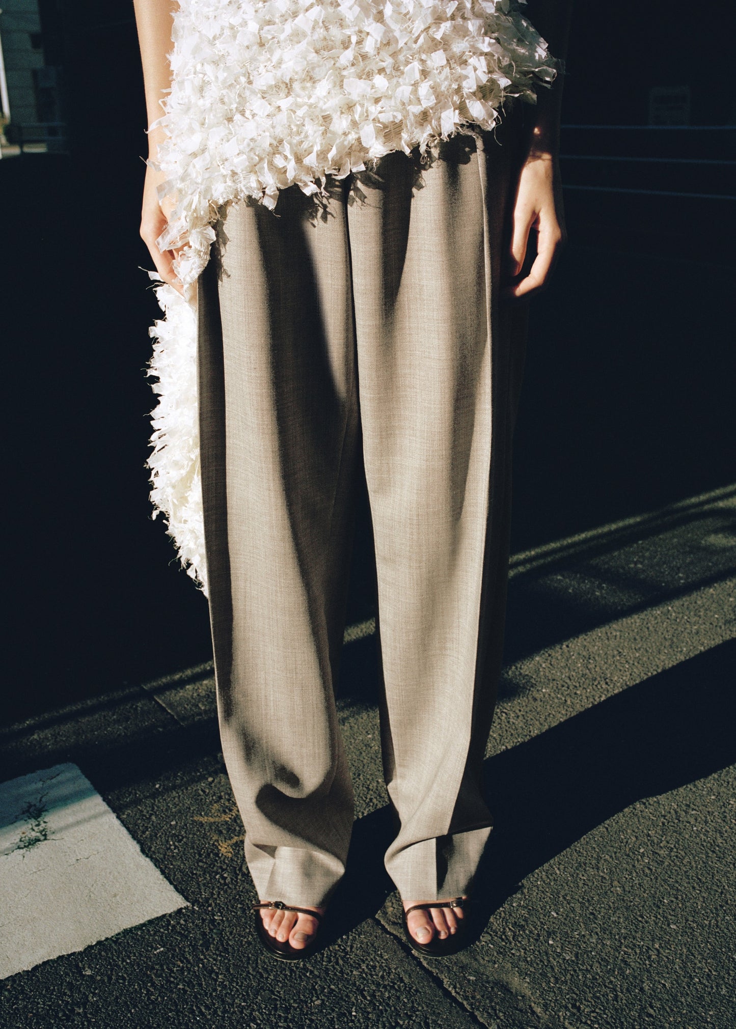 Low-rise wool trousers