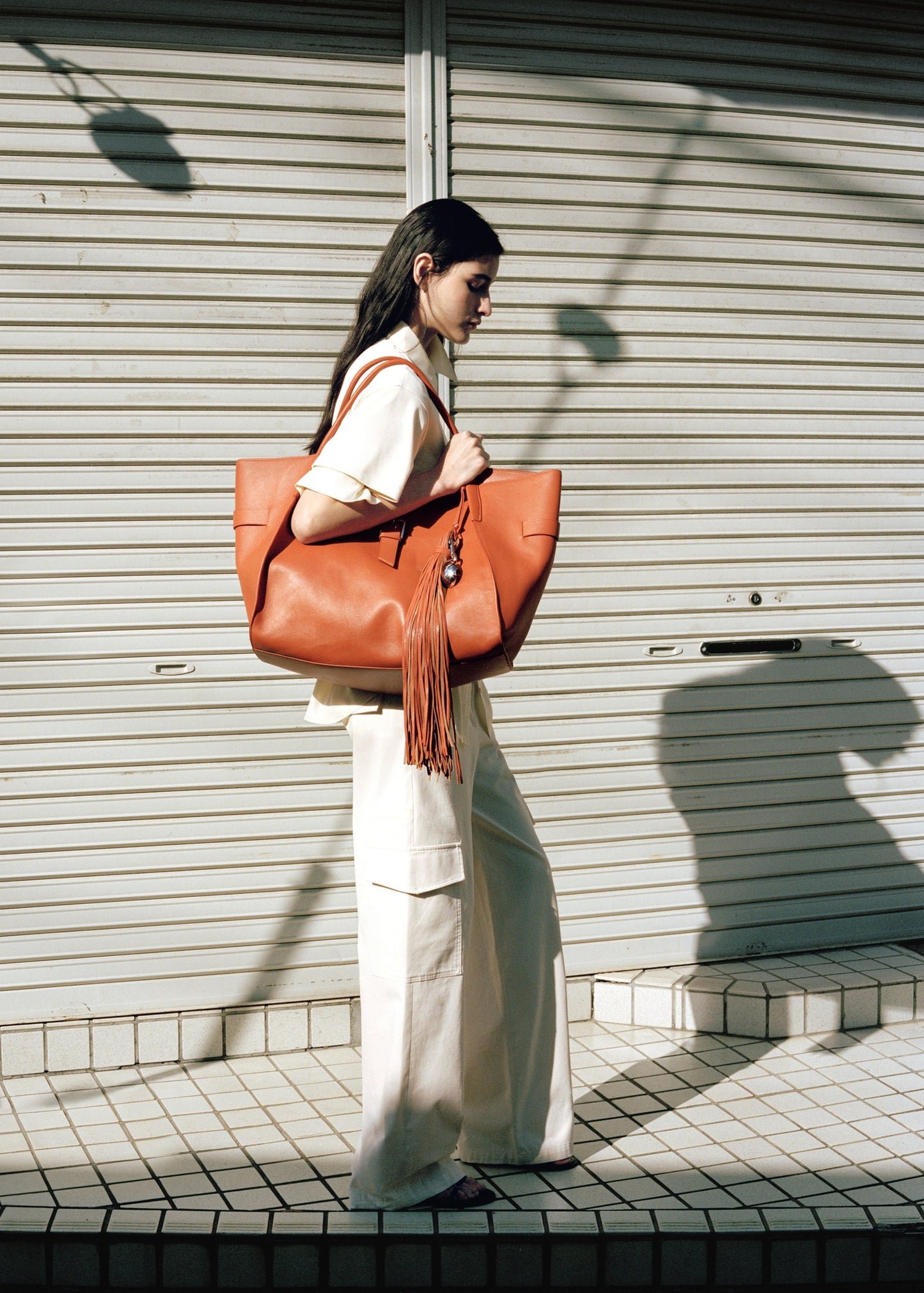 100% leather maxi shopper bag