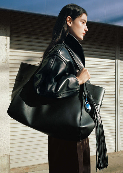 100% leather maxi shopper bag