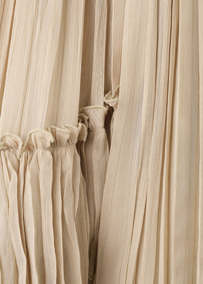 Pleated short dress with bateau neckline