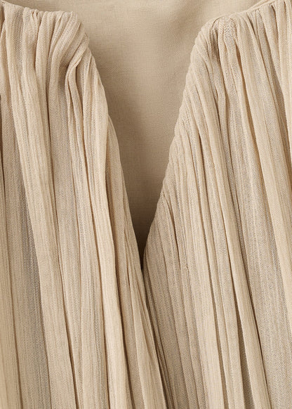 Pleated short dress with bateau neckline