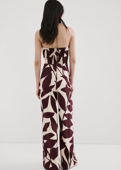 Printed strapless jumpsuit