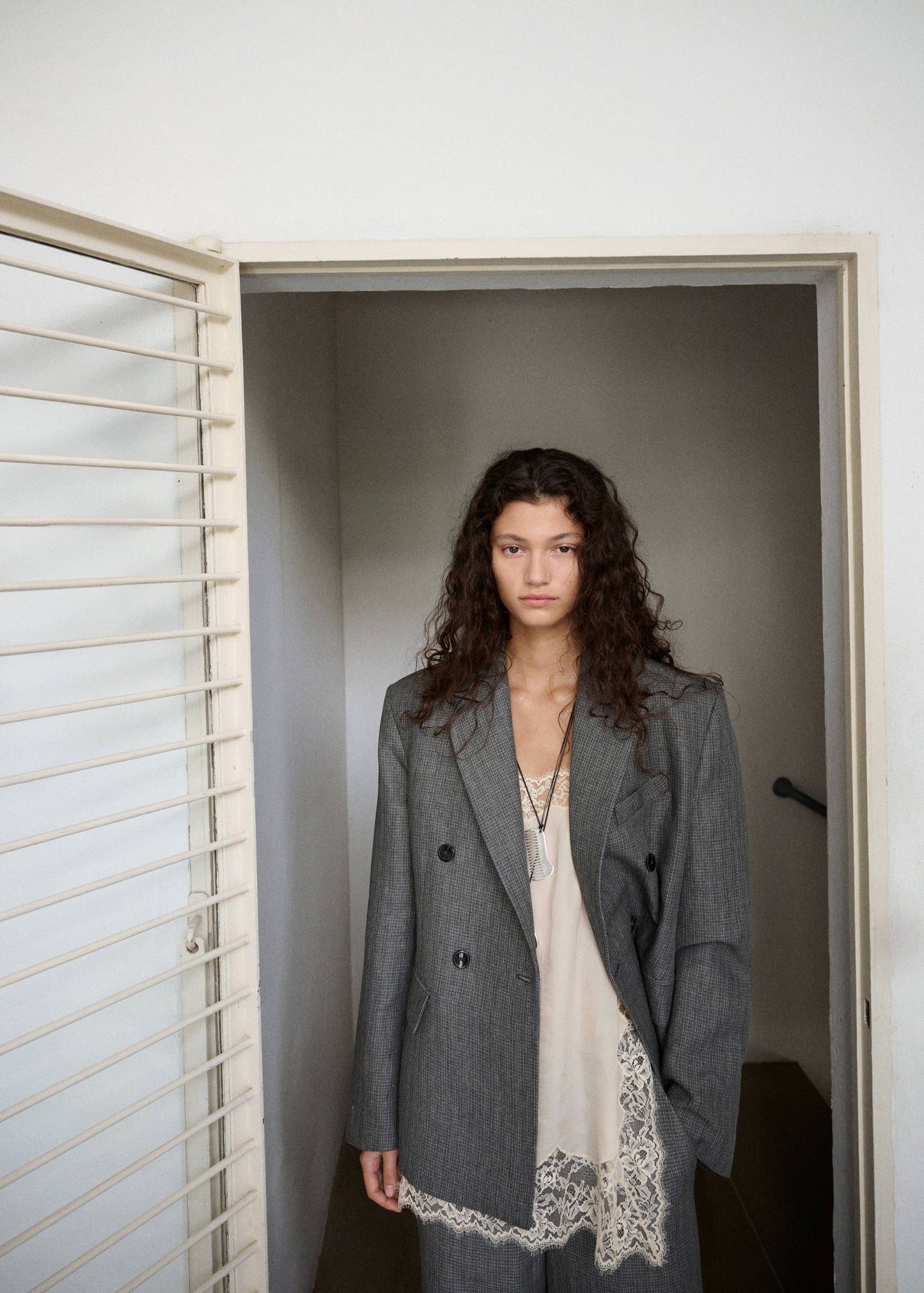 Straight linen blend blazer