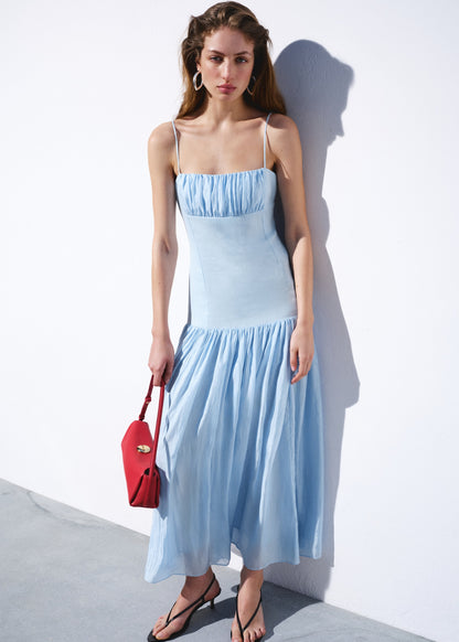 Ruched linen dress