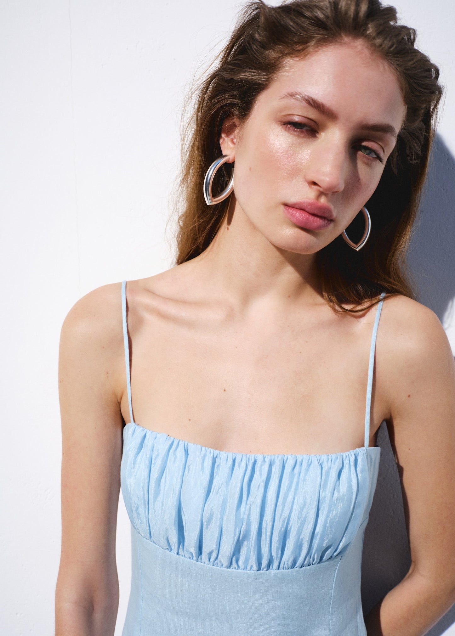 Ruched linen dress