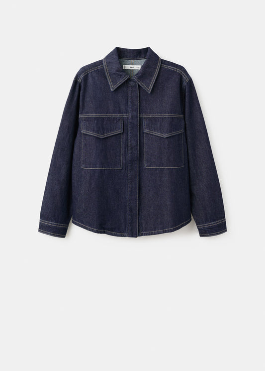 Denim shirt with flap pockets