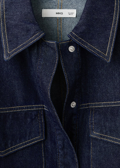 Denim shirt with flap pockets