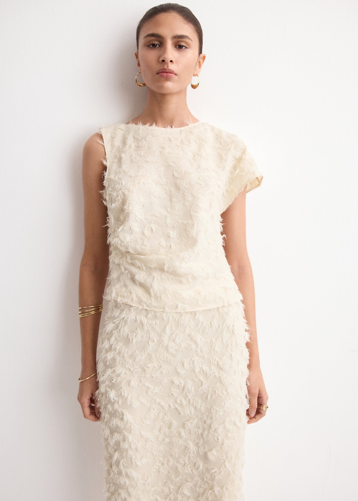 Feathered pencil skirt