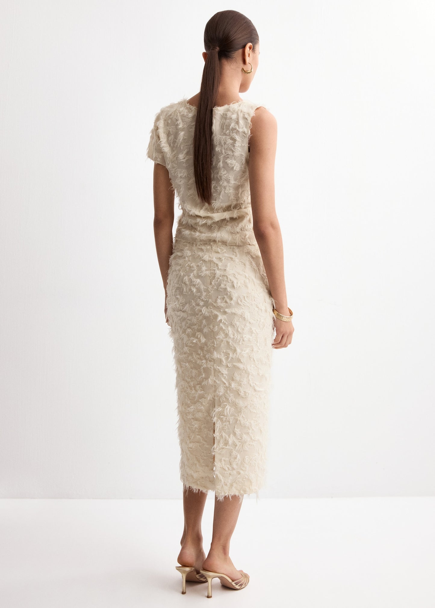 Feathered pencil skirt