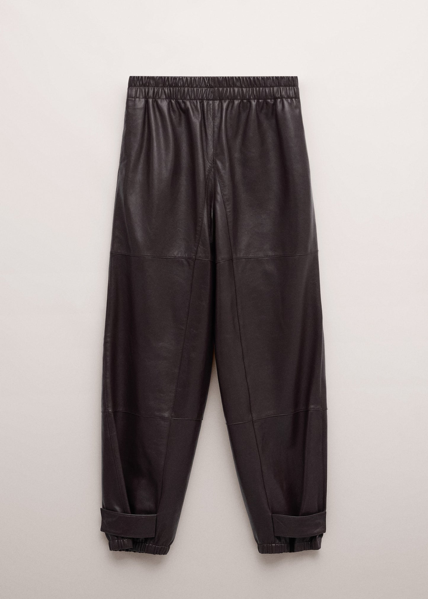 100% leather trousers with buttoned cuffs