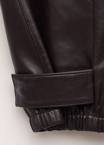 100% leather trousers with buttoned cuffs